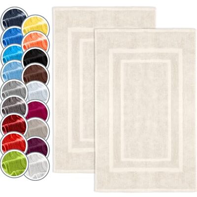 NatureMark Set van 2 badmatten, premium kwaliteit, 100% katoen, 50 x 80 cm, set van 2 douchematten, kleur: natuur/crème NatureMark Set van 2 badmatten, premium kwaliteit, 100% katoen, 50 x 80 cm, set van 2 douchematten, kleur: natuur/crème