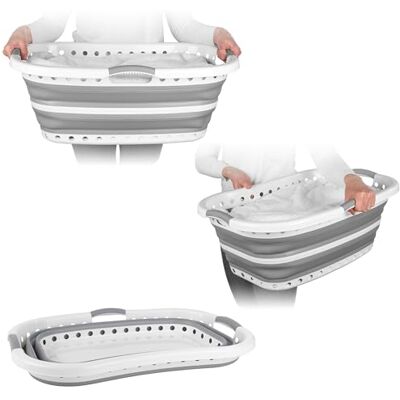 Beldray LA072979GRYEU Hip Hugger, opbergmand, opvouwbare wasmand, inhoud 37 l, licht, inclusief ventilatiegaten, ruimtebesparend en draagbaar, grijs Beldray LA072979GRYEU Hip Hugger, opbergmand, opvouwbare wasmand, inhoud 37 l, licht, inclusief ventilatiegaten, ruimtebesparend en draagbaar, grijs