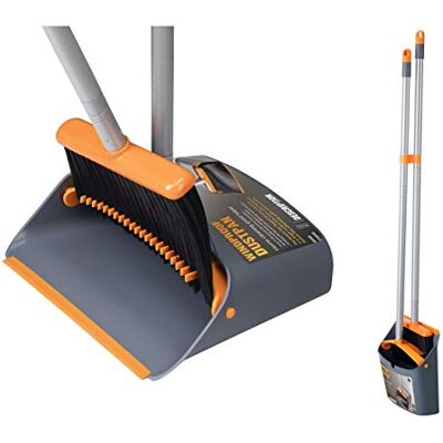 Jekayla stoffer en blik met lange steel, bezem en stofferset, combinatie van stoffer voor huishoudelijk gebruik met handvat van 137 cm voor huishoudelijke reiniging en vegen binnenshuis (Oranje) Jekayla stoffer en blik met lange steel, bezem en stofferset, combinatie van stoffer voor huishoudelijk gebruik met handvat van 137 cm voor huishoudelijke reiniging en vegen binnenshuis (Oranje)