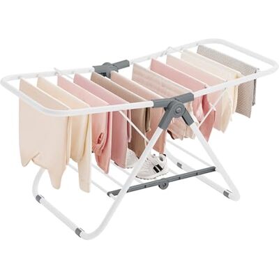 SONGMICS Klein opvouwbaar wasrek met 2 niveaus, ruimtebesparend, metalen structuur, voor kleine kleding, handdoeken, badkamer, balkon, 44 x 101 x 54 cm, wolkenwit LLR504W01 SONGMICS Klein opvouwbaar wasrek met 2 niveaus, ruimtebesparend, metalen structuur, voor kleine kleding, handdoeken, badkamer, balkon, 44 x 101 x 54 cm, wolkenwit LLR504W01