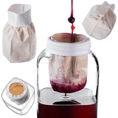 KADAX Filterzak 1 liter, zeefzak voor het filteren van sap, likeur, wijn en notenmelk, notenmelkzak, filterdoek met elastiek, geperste doek, filterdoek (15 x 10 cm) KADAX Filterzak 1 liter, zeefzak voor het filteren van sap, likeur, wijn en notenmelk, notenmelkzak, filterdoek met elastiek, geperste doek, filterdoek (15 x 10 cm)