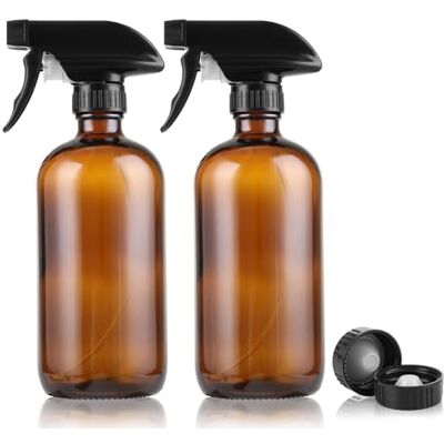 ASelected Set van 2 herbruikbare amberkleurige glazen reinigingssprays 500 ml voor het reinigen van haar en tuin met verstelbare trekker ASelected Set van 2 herbruikbare amberkleurige glazen reinigingssprays 500 ml voor het reinigen van haar en tuin met verstelbare trekker
