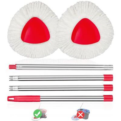 Hakfhsd Adaptedfor O-CEDA EasyWring microvezel mop set van 2 verstelbare handgreep, basis, draaibare dweilkop, 2 microvezel dweilvullingen, 1 driehoekige dweilkophoes en Hakfhsd Adaptedfor O-CEDA EasyWring microvezel mop set van 2 verstelbare handgreep, basis, draaibare dweilkop, 2 microvezel dweilvullingen, 1 driehoekige dweilkophoes en