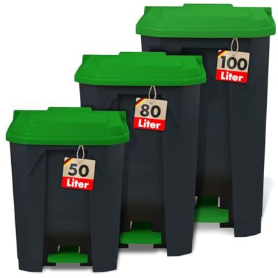 casa pura Casa Purprullenbak 50 liter groen deksel voor keuken kantoor selectief sorteersysteem Olaf Step-On pedaal casa pura Casa Purprullenbak 50 liter groen deksel voor keuken kantoor selectief sorteersysteem Olaf Step-On pedaal