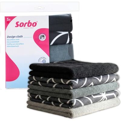 Sorbo Microvezel doek grijs en zwart multifunctionele reinigingsdoeken, streepvrije en vetvrije reiniging, droog en nat gebruik, geschikt voor de wasmachine, 40 x 40 cm, 6 stuks Sorbo Microvezel doek grijs en zwart multifunctionele reinigingsdoeken, streepvrije en vetvrije reiniging, droog en nat gebruik, geschikt voor de wasmachine, 40 x 40 cm, 6 stuks