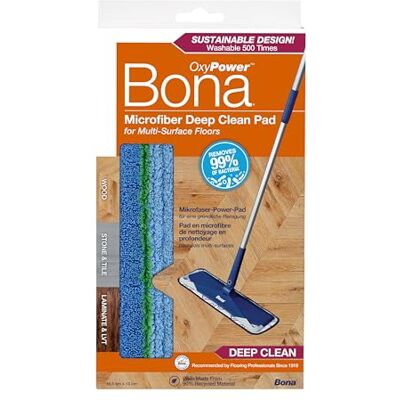 Bona OxyPower Microvezelreinigingsdoek voor houten vloeren en harde oppervlakken, compatibel met Family of Mops, 1 stuk, blauw/groen Bona OxyPower Microvezelreinigingsdoek voor houten vloeren en harde oppervlakken, compatibel met Family of Mops, 1 stuk, blauw/groen