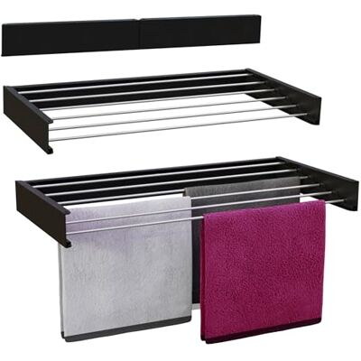 Vonia Wanddroger 6 m opvouwbaar droogrek voor wasgoed 100 cm zwart aluminium opvouwbare droogruimte robuust wanddroger Vonia Wanddroger 6 m opvouwbaar droogrek voor wasgoed 100 cm zwart aluminium opvouwbare droogruimte robuust wanddroger