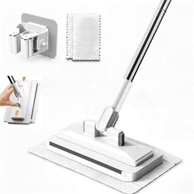 Growalleter Handsfree platte bezem met clip, mini-mop Snap Grip 360° draaibare kop, fijne kop voor nauwe ruimtes, nat en droog gebruik op vloeren, muren en spiegels Growalleter Handsfree platte bezem met clip, mini-mop Snap Grip 360° draaibare kop, fijne kop voor nauwe ruimtes, nat en droog gebruik op vloeren, muren en spiegels