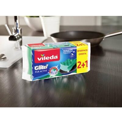 Vileda Glitzi Pur Active 3 speciale sponzen en servies Vileda Glitzi Pur Active 3 speciale sponzen en servies