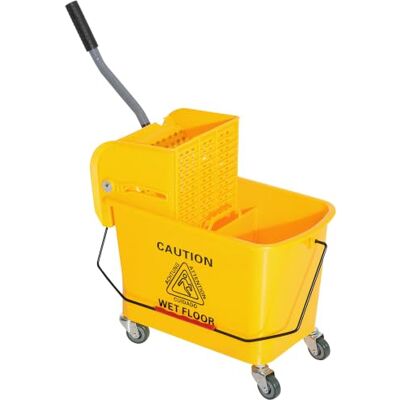 HOMCOM Reinigingswagen 20 l met centrifuge, 60 x 27 x 70,5 cm, geel Huishoudelijke emmer, vuilwaterscheider schoon HOMCOM Reinigingswagen 20 l met centrifuge, 60 x 27 x 70,5 cm, geel Huishoudelijke emmer, vuilwaterscheider schoon