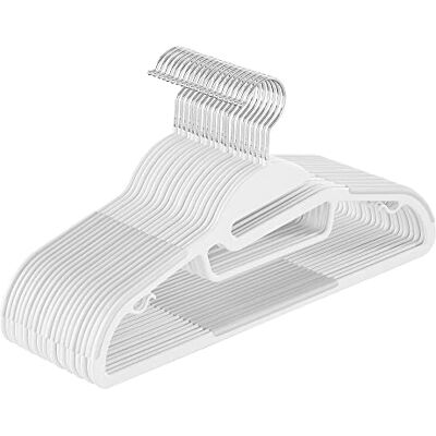 SONGMICS CRP041W02 Kleerhangers van kunststof, met U-vormige opening Dikte 0,5 cm, breedte 41,5 cm, 360° draaibare haak, Breanna CRP041W02 SONGMICS CRP041W02 Kleerhangers van kunststof, met U-vormige opening Dikte 0,5 cm, breedte 41,5 cm, 360° draaibare haak, Breanna CRP041W02