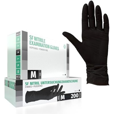 SF Medical Products GmbH 200 stuks nitril wegwerphandschoenen, maat M, zwart, onderzoekshandschoenen, poedervrij, latexvrij, niet-steriel, zwart SF Medical Products GmbH 200 stuks nitril wegwerphandschoenen, maat M, zwart, onderzoekshandschoenen, poedervrij, latexvrij, niet-steriel, zwart