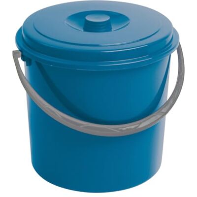 Curver blauwe emmers met deksel en ergonomische handgreep veelzijdig inzetbaar voor huis, garage, tuin, onderhoud, opslag (10 l) Curver blauwe emmers met deksel en ergonomische handgreep veelzijdig inzetbaar voor huis, garage, tuin, onderhoud, opslag (10 l)