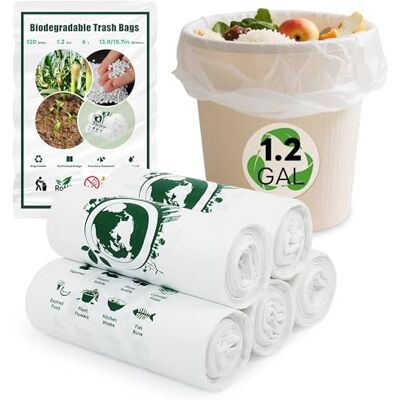 Aoriyar Biologisch afbreekbare vuilniszakken (120 stuks), kleine vuilniszakken van 6 liter, 100% gerecycled, robuust en afbreekbaar, voor huishoudelijk afval, badkamer, kantoor, keuken en keuken Aoriyar Biologisch afbreekbare vuilniszakken (120 stuks), kleine vuilniszakken van 6 liter, 100% gerecycled, robuust en afbreekbaar, voor huishoudelijk afval, badkamer, kantoor, keuken en keuken