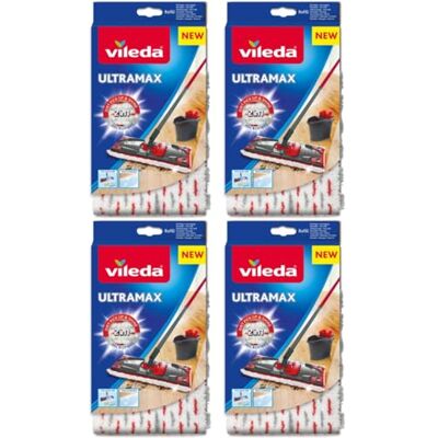 Vileda Ultramax Vervangende microvezel dweilhoezen, 4 stuks, geschikt voor Microvezel met rode krachtvezels Voor alle harde vloeren Machinewasbaar Set van 4 Streepvrije reiniging Vileda Ultramax Vervangende microvezel dweilhoezen, 4 stuks, geschikt voor Microvezel met rode krachtvezels Voor alle harde vloeren Machinewasbaar Set van 4 Streepvrije reiniging