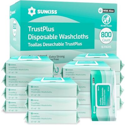 SUNKISS Trustplus doekjes voor volwassenen, extra dikke reinigingsdoekjes, 20 x 30 cm, voor het lichaam met aloë, voor incontinentie en intieme hygiëne, 800 stuks SUNKISS Trustplus doekjes voor volwassenen, extra dikke reinigingsdoekjes, 20 x 30 cm, voor het lichaam met aloë, voor incontinentie en intieme hygiëne, 800 stuks