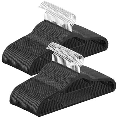SONGMICS CRP020B05 Kleerhangers van kunststof, antislip, ruimtebesparend, 0,5 cm dik, lengte 42 cm, 360° draaibare haak, metallic grijs en zwart, 50 stuks SONGMICS CRP020B05 Kleerhangers van kunststof, antislip, ruimtebesparend, 0,5 cm dik, lengte 42 cm, 360° draaibare haak, metallic grijs en zwart, 50 stuks