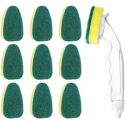 JOYOLA Reinigingsspons met handvat, afwasborstel met handvat, voor gootsteen, 1 vaatwasserstang en 9 reservekoppen voor vaatwand JOYOLA Reinigingsspons met handvat, afwasborstel met handvat, voor gootsteen, 1 vaatwasserstang en 9 reservekoppen voor vaatwand