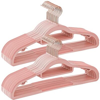 SONGMICS CRP020PK01 Kleerhangers van kunststof, antislip, ruimtebesparend, 30 stuks, dikte: 0,5 cm, lengte 42 cm, 360° draaibare haak, roségoud, lichtroze SONGMICS CRP020PK01 Kleerhangers van kunststof, antislip, ruimtebesparend, 30 stuks, dikte: 0,5 cm, lengte 42 cm, 360° draaibare haak, roségoud, lichtroze