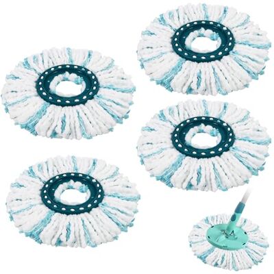 LIAILA 4 stuks voor Leifheit reservekoppen, compatibel met Leifheit Clean Twist Disc Mop, vezelsysteem voor Leifheit vervangende franjes, voor alle soorten vloeren, bezem twist LIAILA 4 stuks voor Leifheit reservekoppen, compatibel met Leifheit Clean Twist Disc Mop, vezelsysteem voor Leifheit vervangende franjes, voor alle soorten vloeren, bezem twist