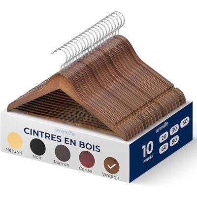 SereneLife Houten kleerhangers – dunne kleerhangers ruimtebesparend – 360° draaibare haak – belastbaar tot 4,5 kg – voor jassen, jassen, broeken en jurken – 10 stuks SereneLife Houten kleerhangers – dunne kleerhangers ruimtebesparend – 360° draaibare haak – belastbaar tot 4,5 kg – voor jassen, jassen, broeken en jurken – 10 stuks