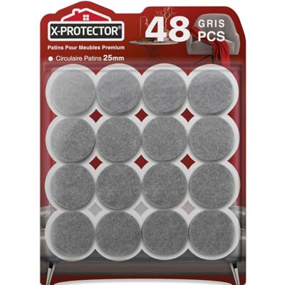 X-Protector Zelfklevende viltglijders, 48 stuks, 25 mm Meubelglijders, grijs, premium meubelglijders, zelfklevend, viltglijders voor meubels X-Protector Zelfklevende viltglijders, 48 stuks, 25 mm Meubelglijders, grijs, premium meubelglijders, zelfklevend, viltglijders voor meubels