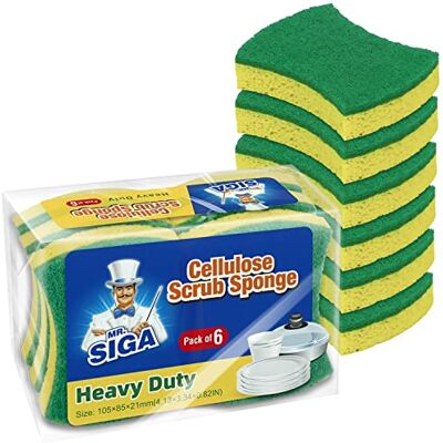 MR.SIGA Op zwaar werk berekende Cellulose schrobt Spons, Tweezijdige Afwasspons voor Keuken, 12 Pak MR.SIGA Op zwaar werk berekende Cellulose schrobt Spons, Tweezijdige Afwasspons voor Keuken, 12 Pak