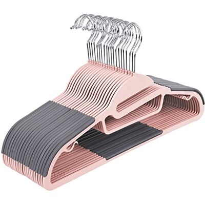 SONGMICS 20 stuks kleerhangers van kunststof, U-vormige opening, antislip, duurzaam, dikte 0,5 cm, lengte 41,5 cm, ruimtebesparend, 360° draaibare haak, roze en donkergrijs CRP041P01 SONGMICS 20 stuks kleerhangers van kunststof, U-vormige opening, antislip, duurzaam, dikte 0,5 cm, lengte 41,5 cm, ruimtebesparend, 360° draaibare haak, roze en donkergrijs CRP041P01