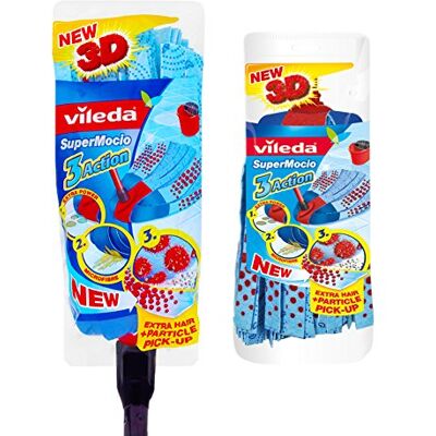 Vileda Supermocio mop met franjes, 3 acties met extra navulling Vileda Supermocio mop met franjes, 3 acties met extra navulling