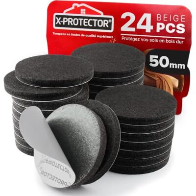 X-Protector Zelfklevende viltglijders, 24 stuks, 50 mm Meubelglijders, zwart, premium meubelglijders, zelfklevend, viltglijders voor meubels X-Protector Zelfklevende viltglijders, 24 stuks, 50 mm Meubelglijders, zwart, premium meubelglijders, zelfklevend, viltglijders voor meubels