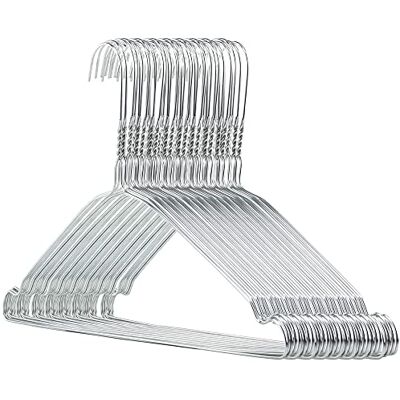 HANGERWORLD 50 kleerhangers, 40 cm, van metaal, wit, met hanger voor broeken en inkepingen, universele maat HANGERWORLD 50 kleerhangers, 40 cm, van metaal, wit, met hanger voor broeken en inkepingen, universele maat