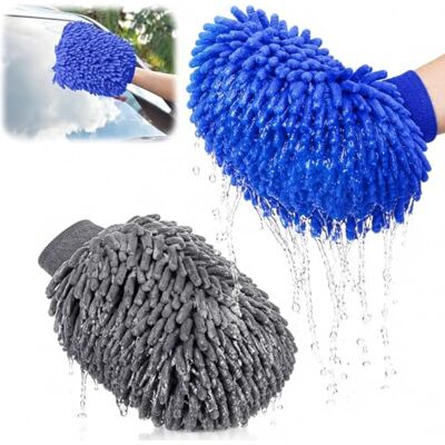 DiviDermy Set van 2 microvezel washandjes, extra absorberend, autoreinigingsset, perfect voor auto-onderhoud en raamreiniging, grijs + blauw DiviDermy Set van 2 microvezel washandjes, extra absorberend, autoreinigingsset, perfect voor auto-onderhoud en raamreiniging, grijs + blauw