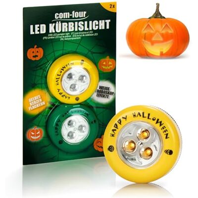 com-four ® 2 x ledlamp voor pompoen, Halloween, pompoenverlichting Knipperende verlichting voor gebeeldhouwde pompoenen, Halloween-decoratie voor huis en tuin com-four ® 2 x ledlamp voor pompoen, Halloween, pompoenverlichting Knipperende verlichting voor gebeeldhouwde pompoenen, Halloween-decoratie voor huis en tuin