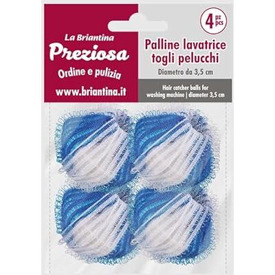 La Briantina Set van 4 klittenbandballen voor wasmachine Verwijdert dierenharen en haren Ø 3,5 cm, schoon en residuvrij wasmiddel La Briantina Set van 4 klittenbandballen voor wasmachine Verwijdert dierenharen en haren Ø 3,5 cm, schoon en residuvrij wasmiddel