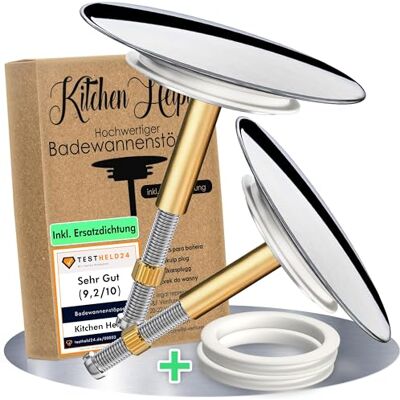 Kitchen Helpis ® 2 stuks universele badkuipstop 72 mm Kitchen Helpis ® 2 stuks universele badkuipstop 72 mm