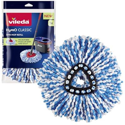 Vileda H2prO navulverpakking voor roterende pedaalmop, microvezel reservekop, verwijdert hardnekkig vuil, machinewasbaar, duurzaam, voor alle beschermde harde vloeren Vileda H2prO navulverpakking voor roterende pedaalmop, microvezel reservekop, verwijdert hardnekkig vuil, machinewasbaar, duurzaam, voor alle beschermde harde vloeren