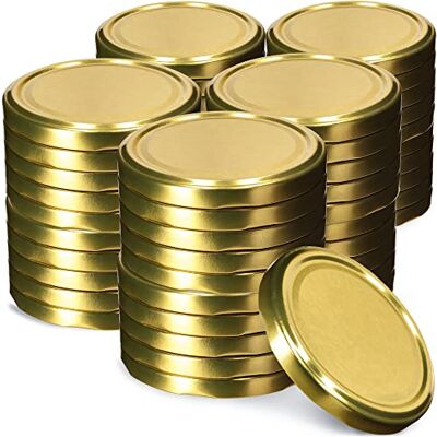 KADAX 50 stuks TO66 schroefdeksels Ø 66 mm goud reservedeksel voor inmaak- en jampotten van 235-900 ml luchtdicht en vaatwasmachinebestendig KADAX 50 stuks TO66 schroefdeksels Ø 66 mm goud reservedeksel voor inmaak- en jampotten van 235-900 ml luchtdicht en vaatwasmachinebestendig