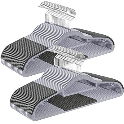 SONGMICS CRP20G50 Kleerhangers van kunststof, antislip, ruimtebesparend, 0,5 cm dik, lengte 42 cm, 360° draaibare haak, metallic grijs, licht- en donkergrijs, 50 stuks SONGMICS CRP20G50 Kleerhangers van kunststof, antislip, ruimtebesparend, 0,5 cm dik, lengte 42 cm, 360° draaibare haak, metallic grijs, licht- en donkergrijs, 50 stuks