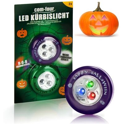 com-four ® 2 x ledlamp voor pompoen, Halloween, pompoenverlichting Knipperende verlichting voor gebeeldhouwde pompoenen, Halloween-decoratie voor huis en tuin com-four ® 2 x ledlamp voor pompoen, Halloween, pompoenverlichting Knipperende verlichting voor gebeeldhouwde pompoenen, Halloween-decoratie voor huis en tuin