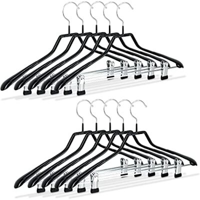Relaxdays Kleerhangers voor pakken met antislip coating van metaal, 42 cm, 10 stuks, zwart Relaxdays Kleerhangers voor pakken met antislip coating van metaal, 42 cm, 10 stuks, zwart