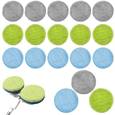 PORFOYO 18 stuks ronde microvezel mop voor Hurricane Floating Mop mop 16 cm met microvezelpad en schuurpad PORFOYO 18 stuks ronde microvezel mop voor Hurricane Floating Mop mop 16 cm met microvezelpad en schuurpad