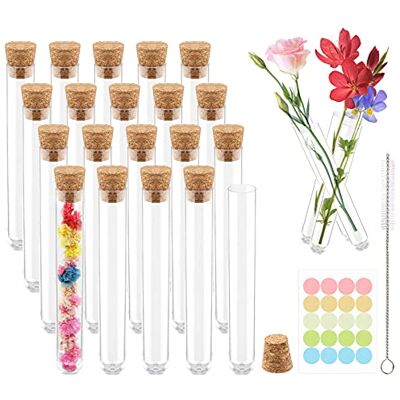 LUCKNIGHT 20 kunststof reageerbuisjes, 10 ml, droge bloemen, testbuis, reageerbuis, reageerbuisjes met reinigingsborstel en hanger, gebruikt voor bloemen, kruiden, specerijen LUCKNIGHT 20 kunststof reageerbuisjes, 10 ml, droge bloemen, testbuis, reageerbuis, reageerbuisjes met reinigingsborstel en hanger, gebruikt voor bloemen, kruiden, specerijen