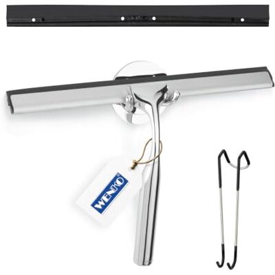 WENKO Terni Plus douchetrekker, badkamertrekker, wandhouder, bevestiging zonder boren, Turbo Loc, zink, rubberen lemmet, 24,5 x 16,5 cm, glanzend WENKO Terni Plus douchetrekker, badkamertrekker, wandhouder, bevestiging zonder boren, Turbo Loc, zink, rubberen lemmet, 24,5 x 16,5 cm, glanzend