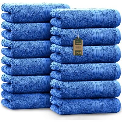 NatureMark Gastenhanddoeken, 12 stuks, 30 x 50 cm, 100% katoen, Oeko-Tex-gecertificeerd, zacht, absorberend en onderhoudsvriendelijk, voor badkamer, gasten en spa, kleur: koningsblauw NatureMark Gastenhanddoeken, 12 stuks, 30 x 50 cm, 100% katoen, Oeko-Tex-gecertificeerd, zacht, absorberend en onderhoudsvriendelijk, voor badkamer, gasten en spa, kleur: koningsblauw