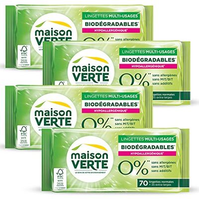 Maison Verte Multifunctionele reinigingsdoekjes 0% 70 stuks Biologisch afbreekbare doekjes Hypoallergeen Zonder Allergenen Zonder Additieven Cellulosevezel 100% Natuurlijke Oorsprong Set Maison Verte Multifunctionele reinigingsdoekjes 0% 70 stuks Biologisch afbreekbare doekjes Hypoallergeen Zonder Allergenen Zonder Additieven Cellulosevezel 100% Natuurlijke Oorsprong Set