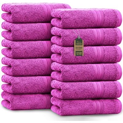 NatureMark Gastenhanddoeken, 12 stuks, 30 x 50 cm, 100% katoen, Oeko-Tex-gecertificeerd, zacht, absorberend en onderhoudsvriendelijk, voor badkamer, gasten en spa, kleur: roze NatureMark Gastenhanddoeken, 12 stuks, 30 x 50 cm, 100% katoen, Oeko-Tex-gecertificeerd, zacht, absorberend en onderhoudsvriendelijk, voor badkamer, gasten en spa, kleur: roze