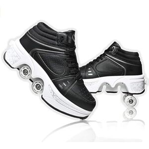 JinFugron Rolschaatsen voor meisjes, heren, skateschoenen, comfortabele ademende skateschoenen, verstelbare rolschaatsen, verborgen sneakers met wielen, Zwarte top, 37 EU 37 EU JinFugron Rolschaatsen voor meisjes, heren, skateschoenen, comfortabele ademende skateschoenen, verstelbare rolschaatsen, verborgen sneakers met wielen, Zwarte top, 37 EU 37 EU