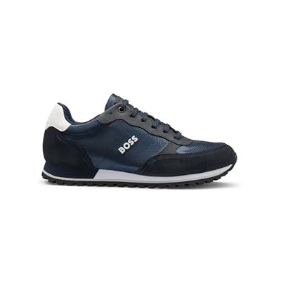 Boss Parkour-L Runn sneakers voor heren, loopschoenen met kunstleren afwerking, donkerblauw, 46 EU 46 EU Boss Parkour-L Runn sneakers voor heren, loopschoenen met kunstleren afwerking, donkerblauw, 46 EU 46 EU