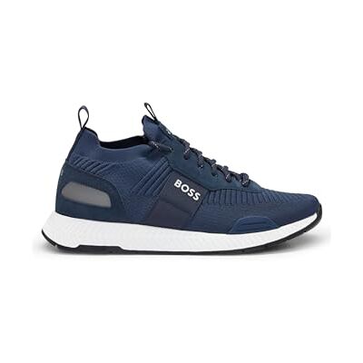 Boss Runn TTNM EVO Titanium sneakers met suède rand voor heren, donkerzwart, 39 EU 39 EU Boss Runn TTNM EVO Titanium sneakers met suède rand voor heren, donkerzwart, 39 EU 39 EU