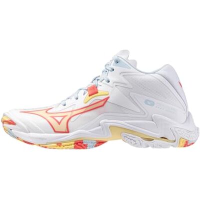 Mizuno Wave Lightning Z8 Mid Volleybalschoenen voor dames, wit/blauw, Wit Oranje 41 EU Mizuno Wave Lightning Z8 Mid Volleybalschoenen voor dames, wit/blauw, Wit Oranje 41 EU